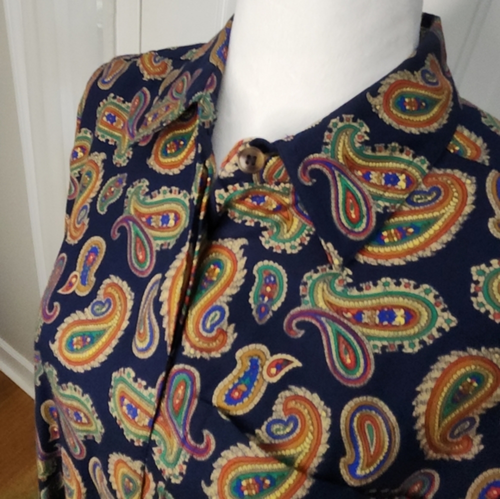 1990s Vintage‎ Liz Sport Paisley Long Sleeve Shirt  Size Medium